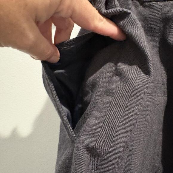 Abercrombie & Fitch Pants Womens Large Long Gray Herringbone Wide Leg Pleated - Picture 6 of 13